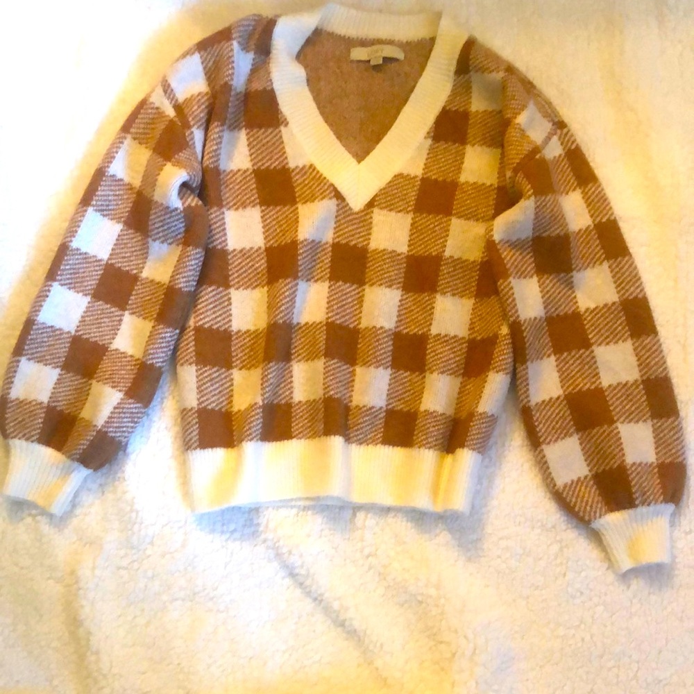 LOFT Buffalo Plaid XS V-neck sweater